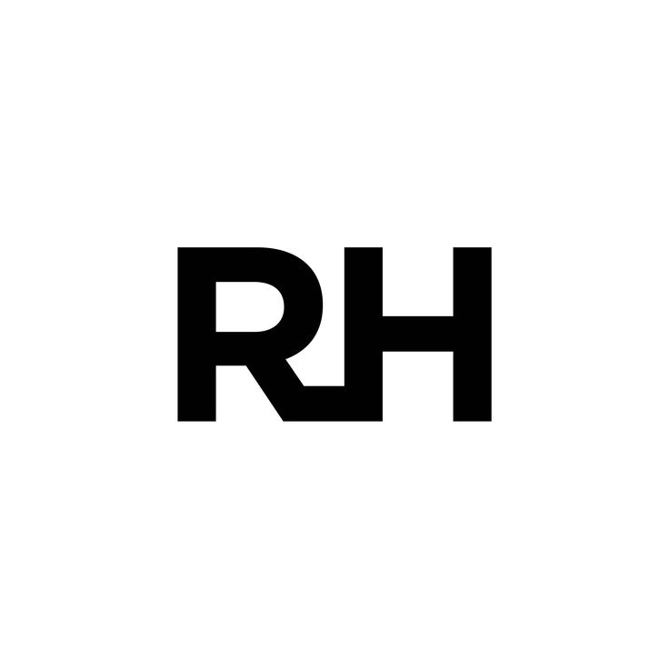 the letter rh is black and white