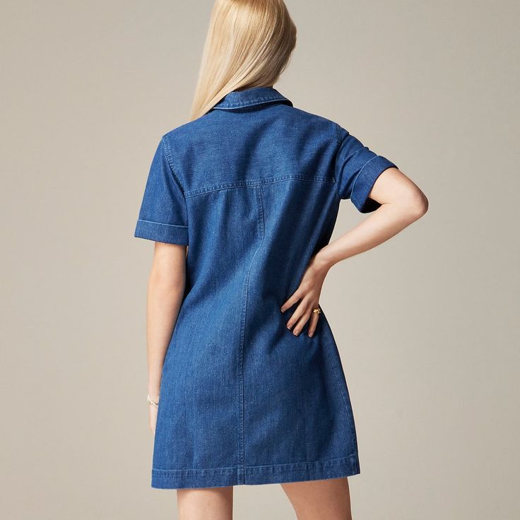 J.Crew: Utility Pocket Dress In Denim For Women Madewell Fall, Usa Swimming, J Crew Men, Mens Chinos, Jcrew Women, Color Crush, Suit Shop, Pocket Dress, Scarf Hairstyles