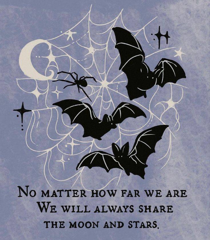 two bats with the words no matter how far we are, we will always share the moon and stars