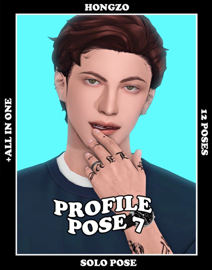 an image of a man with tattoos on his hand and the words profile pose 7