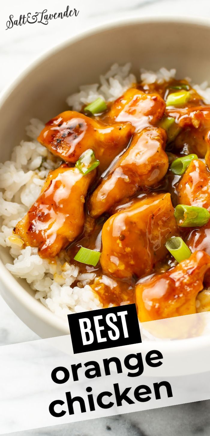 a bowl of chicken over rice with text overlay that reads best orange chicken Best Orange Chicken, Citrus Chicken Recipes, Basic Cooking Skills, Orange Chicken Stir Fry, Ginger Glaze, Orange Chicken Sauce, Easy Orange Chicken, Basic Cooking, Orange Chicken Recipe