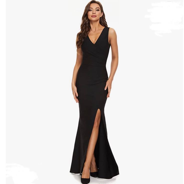 Black Long Dress. Zipper In The Back. 90% Rayon, 9% Nylon, 1% Spandex. Brand New, Didn��’t Come With A Tag But Still Have The Bag It Arrived In Party Dress With Back Zipper In Elastane, Elegant Black Sleeveless Elastane Dress, Elegant Sleeveless Formal Dress, Black Elastane Evening Dress For Party, V-neck Party Dress With Side Zipper, Formal Sleeveless Evening Dress In Elastane, Party Dress With Side Zipper And V-neck, Evening Stretch Sleeveless Elastane Dress, Stretch Sheath Sleeveless Dress For Evening