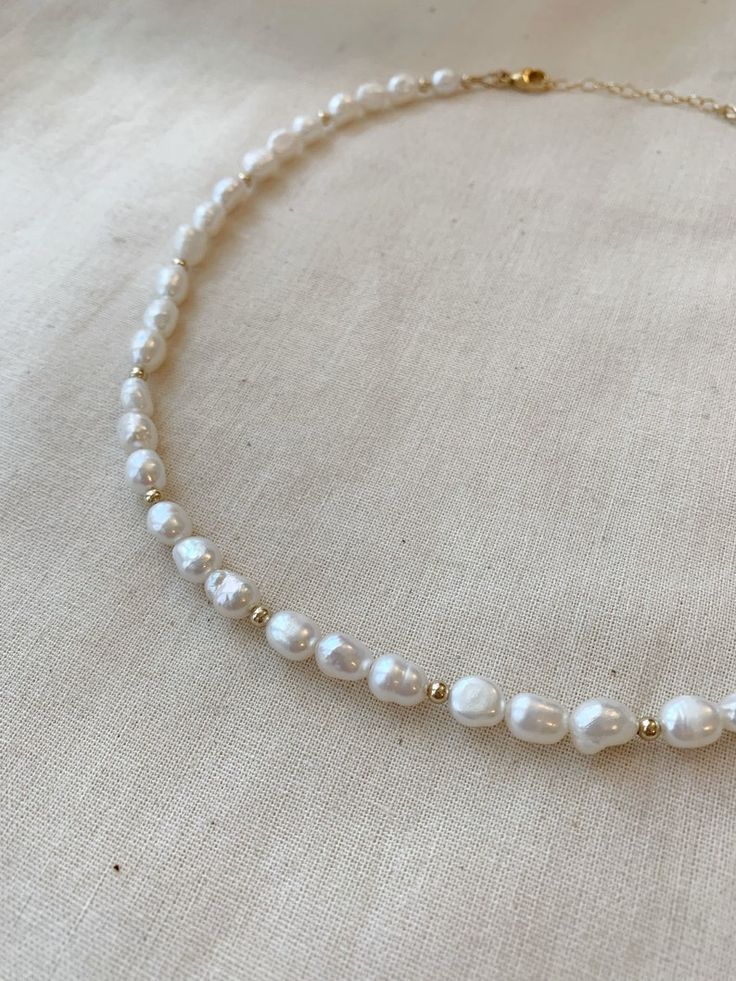 Everyday Beaded Pearl Necklace, Irregular Pearl Necklace, Delicate Handmade Beaded Necklaces, Everyday Pearl Beaded Necklace, Everyday 14k Gold Filled Beaded Necklace, Everyday Beaded 14k Gold-filled Necklaces, Everyday Beaded 14k Gold Filled Necklace, Everyday Beaded 14k Gold-filled Necklace, Handmade Delicate Beaded Necklaces For Everyday