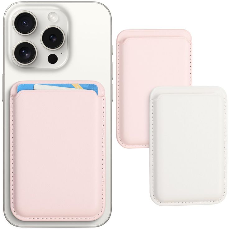 two iphone cases are open and one has a card holder