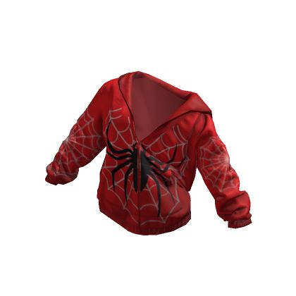 a red spider - man hoodie with black web on it's chest and back