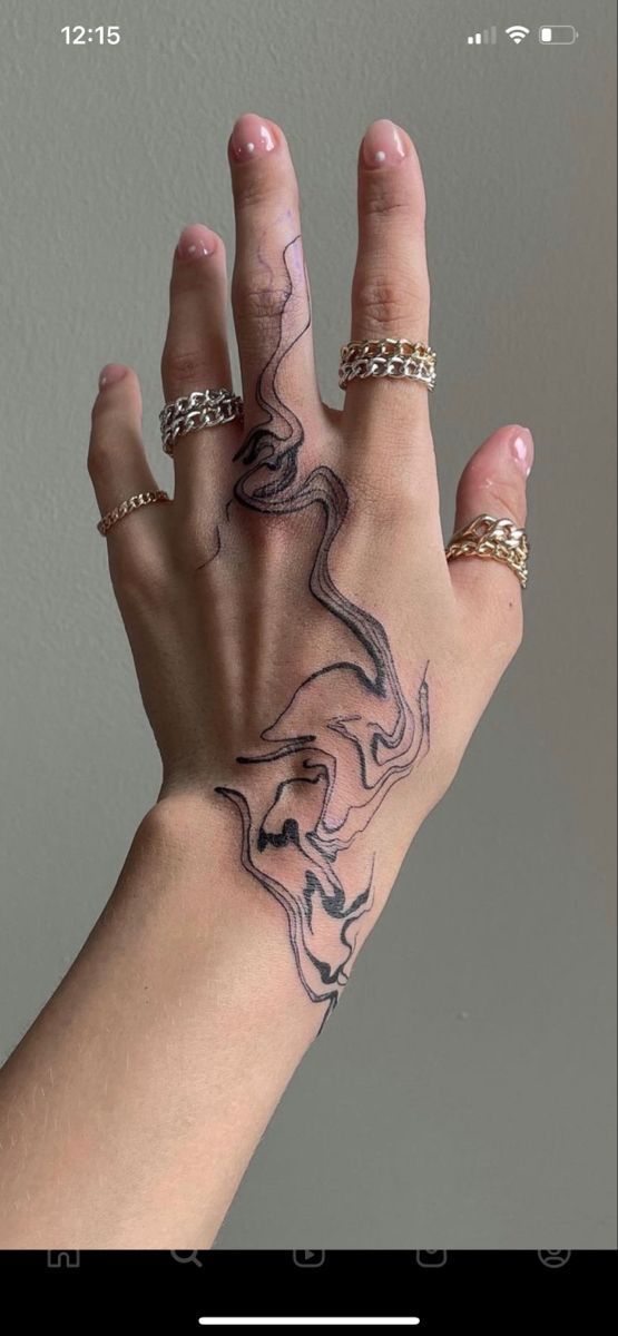 a woman's hand with tattoos on it