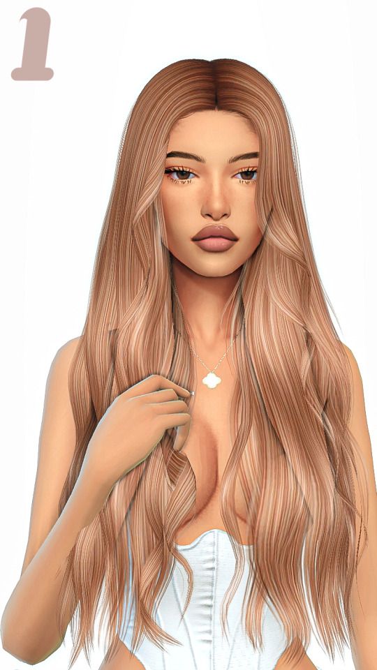 an animated woman with long hair and no bra