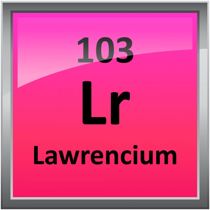 the element name for l r lawenum is shown in black and pink colors