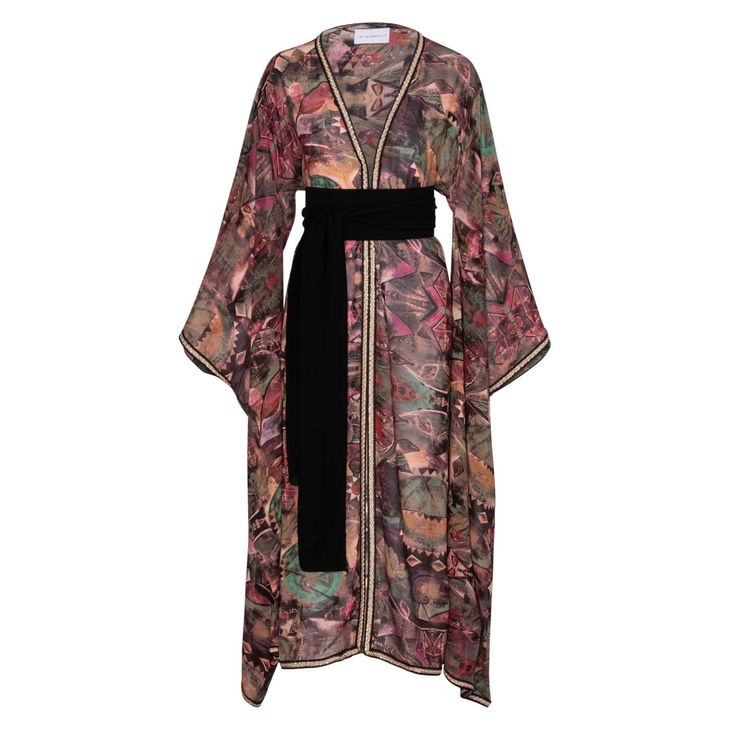 The Ohkisaki kimono is part of the empress collection. Named after the wedded wife of the Emperor with the highest rank, embodies the elegance of Japanese monarchs.   The Chagal fabric, treasure hunted amidst Dubai's charming souqs, inspires a journey into a poetic and dreamy realm. Its delicate chiffon flow exudes a sensation akin to walking on clouds.  Drape it open over your bikini while basking on the beach or lounging on a boat, or layer it atop jeans and a chic tan top for a leisurely stroll in town or a relaxed lunch outing. Transition seamlessly into the evening by cinching it closed with its obi belt over an elegant mini dress, exuding sophistication and elegance while maintaining your trendy edge. Cold Water Handwashing: Save Energy: No heating needed, reducing energy use, Conser Ceremonial Clothing, Elegant Mini Dress, Spring Suit, Satin Kimono, Obi Belt, Tan Top, On Clouds, Walking On Clouds, On A Boat