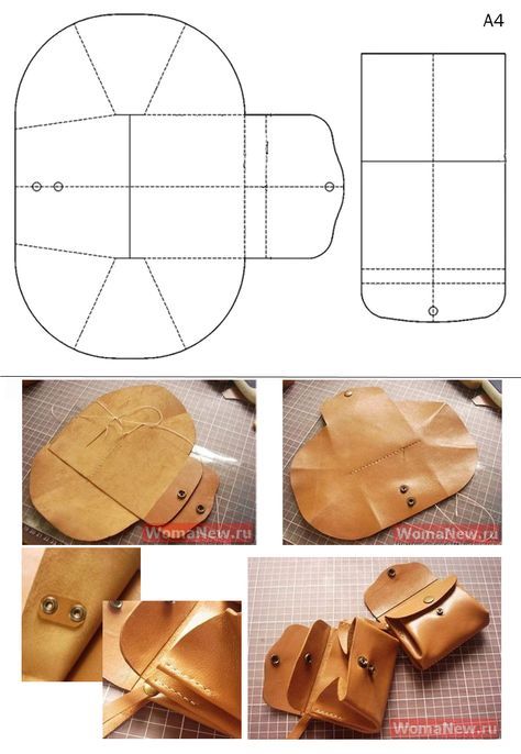 how to make a leather wallet with pictures and instructions for making the pattern, step by step