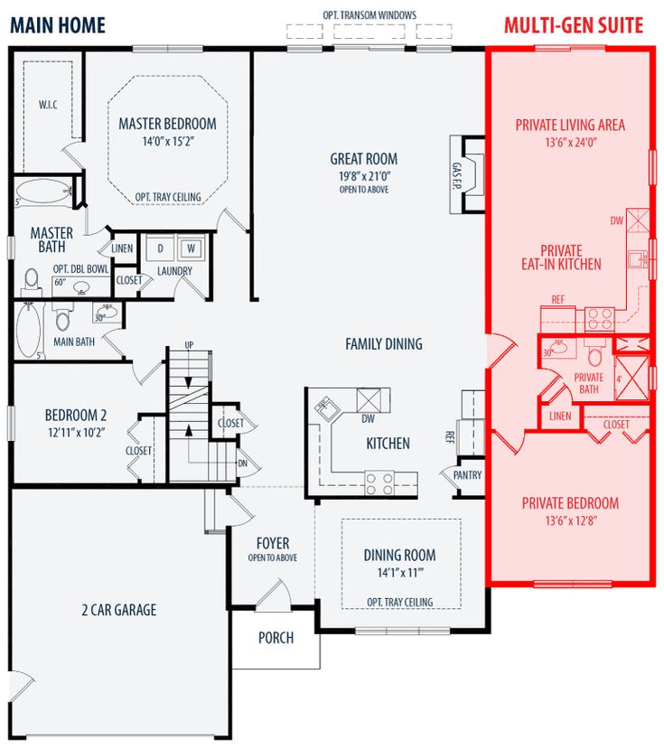 the floor plan for a multi - family home with two garages and one living room