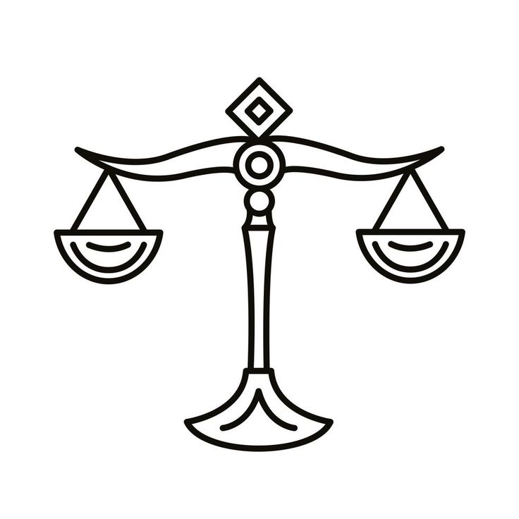 the scales of justice are shown in this black and white drawing, which is part of a scale