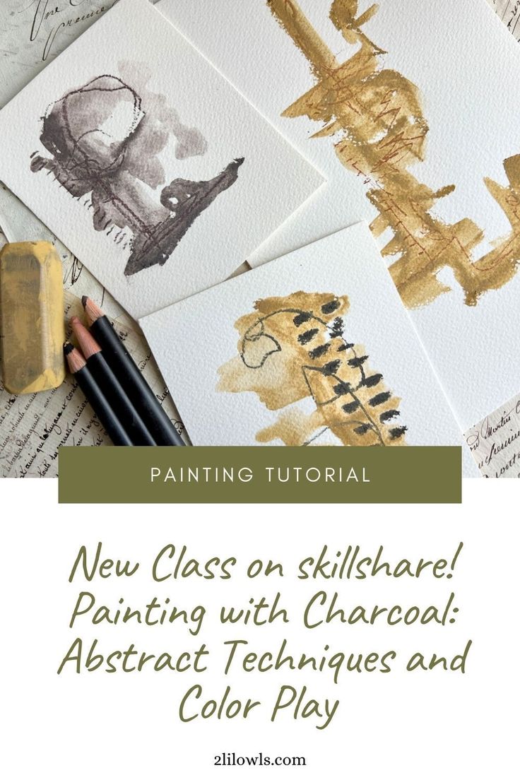 new class on skillshare painting with charcoal abstract techniques and color play - cover