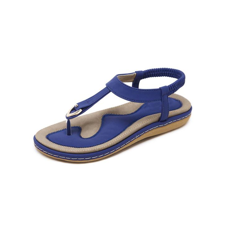 Cushioned Slip-on Slingback Sandals For Beach, Comfortable Slip-on T-strap Sandals For Beach, Beach Wedge Slide Sandals With Arch Support, Comfortable Flat Flip Flops With Textured Footbed, Comfortable Textured Flat Flip Flops, Comfortable Blue Wedge Sandals For Beach, Comfortable T-strap Sandals With Round Toe For Vacation, Comfortable Cushioned Sandals For Beach, Comfortable Cushioned Beach Sandals