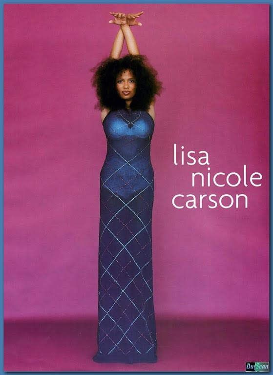 a woman in a long blue dress with her hands up to her head and the words, lisa nicole caron