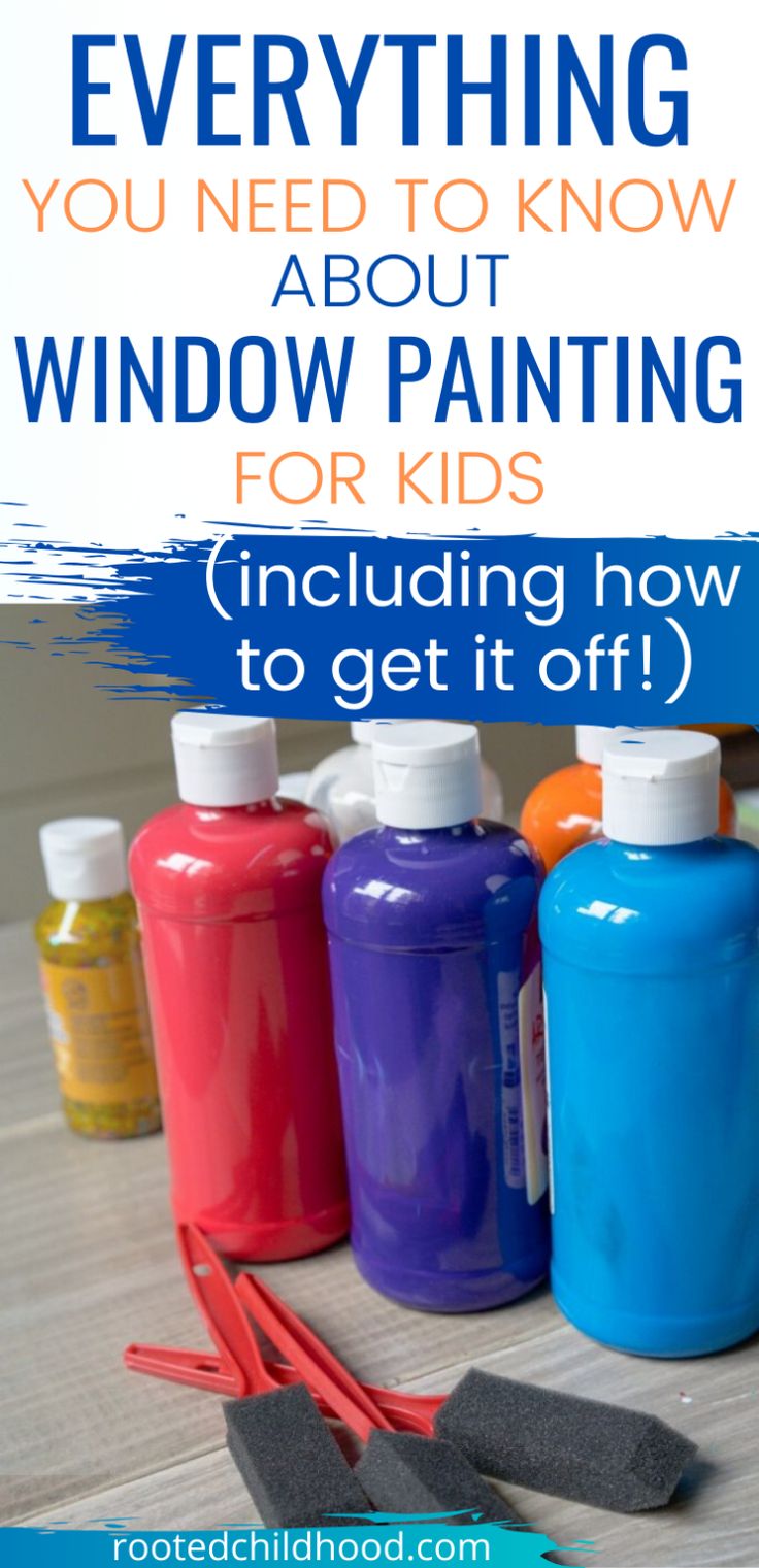 the words everything you need to know about window painting for kids including how to get it off