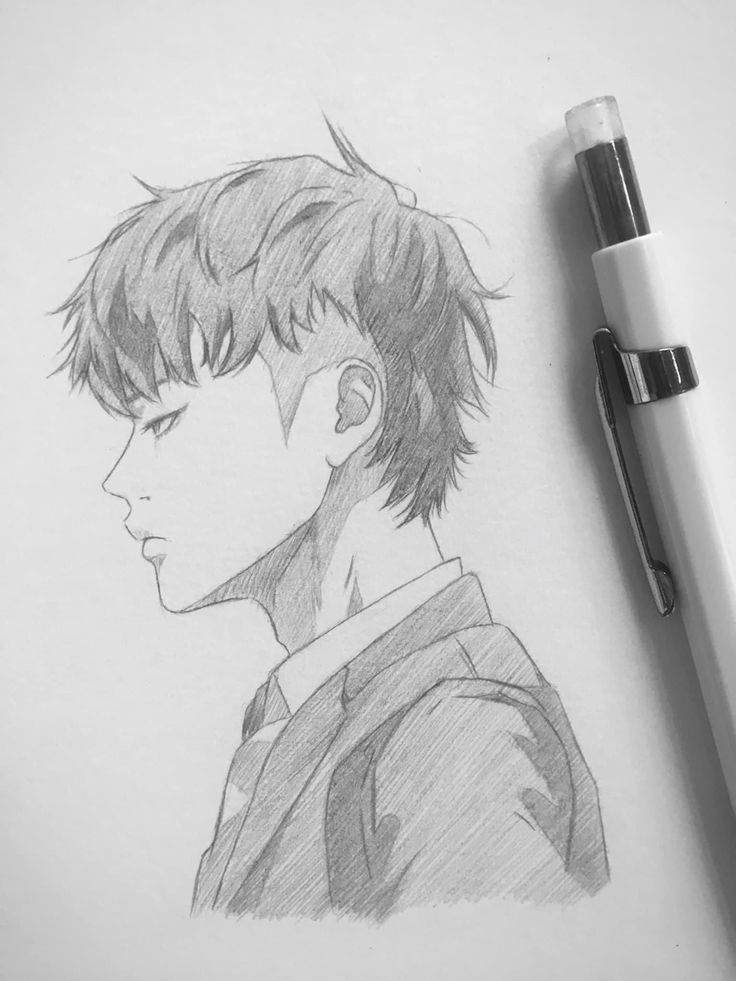 a pencil drawing of a boy with short hair