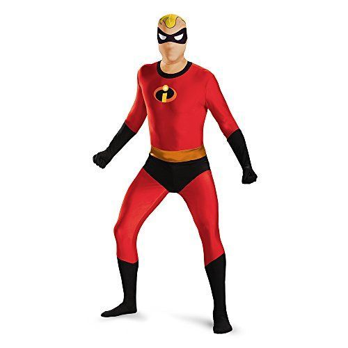 a man in a red and black costume is standing with his hands on his hips