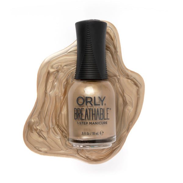 Orly Nail Lacquer Breathable - Good As Gold - #2060056 - Nail Lacquer - Nail Polish at Beyond Polish Solid Gold Nail Polish, Essie Good As Gold Nail Polish, Metallic Shimmer Nails, Orly Breathable, Shimmer Nail Polish, Gold Nail Polish, Massage Stones, Massage Lotion, Nail Shimmer