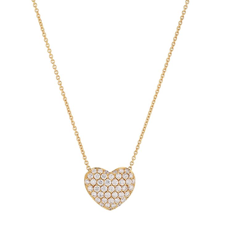 Yellow Gold Diamond Pave Heart Necklace Necklaces Curated by H Luxury Heart Cut Necklaces With Pave Setting, Luxury Heart Cut Necklace With Pave Setting, Luxury Diamond Heart-shaped Necklace, Luxury Diamond White Heart Diamond Necklace, Luxury Diamond White Heart Necklace With Diamonds, Luxury Heart Cut Necklace With Diamond Accents, Luxury Diamond White Diamond Heart Necklace, Luxury Heart-shaped Diamond White Necklace, Luxury Heart Pendant Diamond Necklace For Wedding