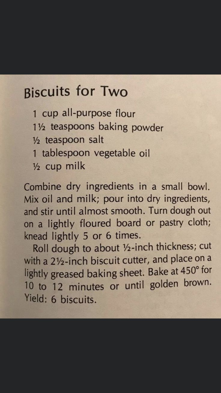 instructions for baking biscuits in a recipe book