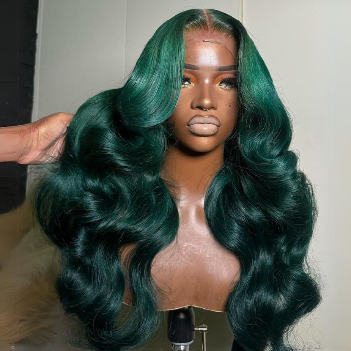 Product Details Brand Name Amanda Hair Hair Texture Loose Wave Hair Color Dark Green Hair Length 16- 30 Inch Hair Material 100% Human Virgin Hair Hair Density 180% Density Wig Cap Type Lace Closure/ HD Transparent Lace Frontal Wig Wig Cap Size Average (If you need to customize the wig cap size, please contact customer service） Quality Management It can last more than 12 months with proper care Hair Advantage No Shedding, Tangle Free, Soft, Bouncy Can Be Permed Yes it can be permed, curled, and r Dark Green Hair, Frontal Wig Hairstyles, Green Wig, Loose Waves Hair, Lace Front Human Hair Wigs, Human Virgin Hair, Colored Wigs, Lace Front Human Hair, Body Wave Wig