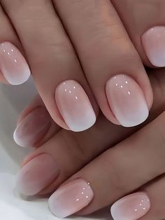 Square Ombre Acrylic Nails, Square Ombre, Acrylic Nails Short, Faded Nails, Ombre Acrylic, Nails Short Square, Short Fake Nails, Light Pink Nails, Subtle Nails