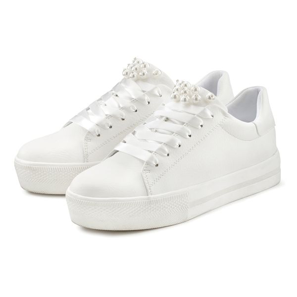 Sneaker mit Perlen VEGAN von LASCANA. Obermaterial aus Lederimitat. Futter und Decksohle aus Textil. Laufsohle aus Synthetik. White Sneaker, Online Shop, Sneakers