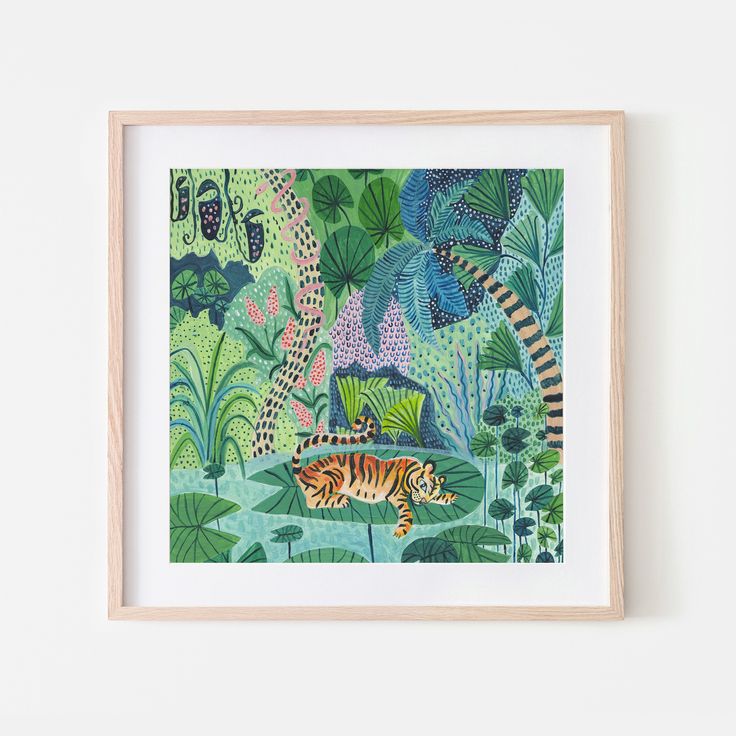 Tiger Print / Botanical Print / Safari / Jungle / Animal Prints / Tiger Art /botanical Illustration/home Decor/nursery Wall Art/tropical Art - Etsy Art Tigre, Tiger Fish, Jungle Tiger, Tiger Illustration, East End Prints, Illustration Botanique, Art Tropical, Tiger Art, Decoration Stickers