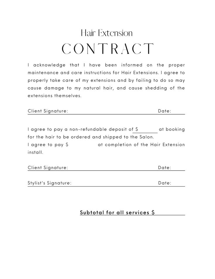 an image of a hair extension contract