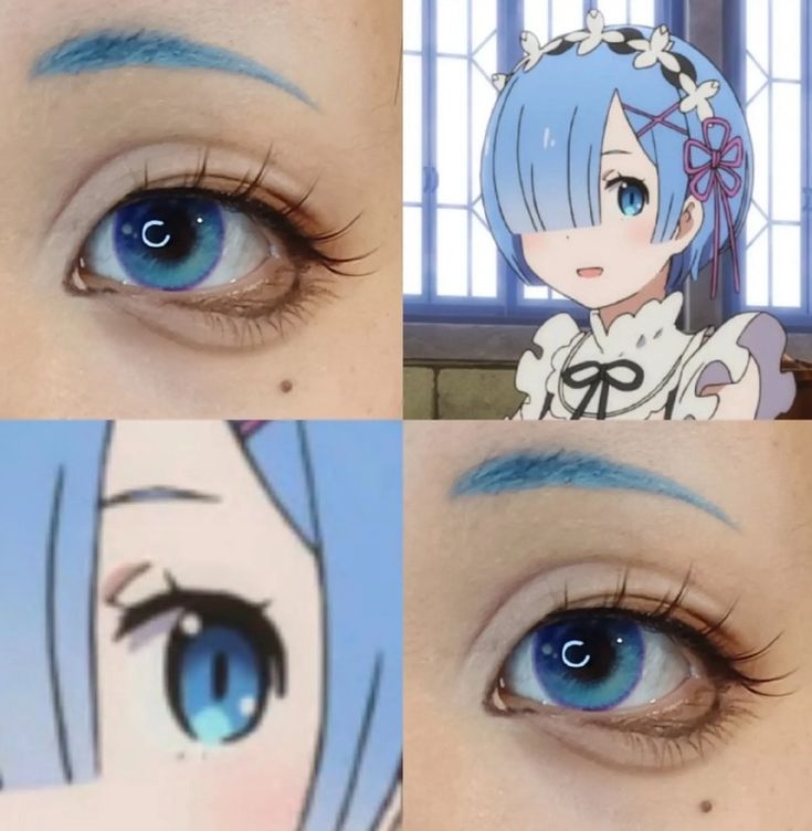 Cosplay Tutorial Makeup, Rem Make Up, Anime Themed Makeup, Anime Make Up Ideas, Anime Eyes Makeup Cosplay, Cute Cosplay Makeup, Cosplay Eyebrows, Cosplay Eye Makeup, Cosplay Makeup Anime