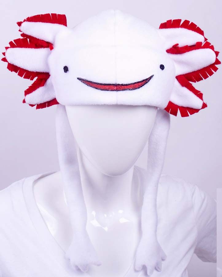 a white mannequin head wearing a red and white hat