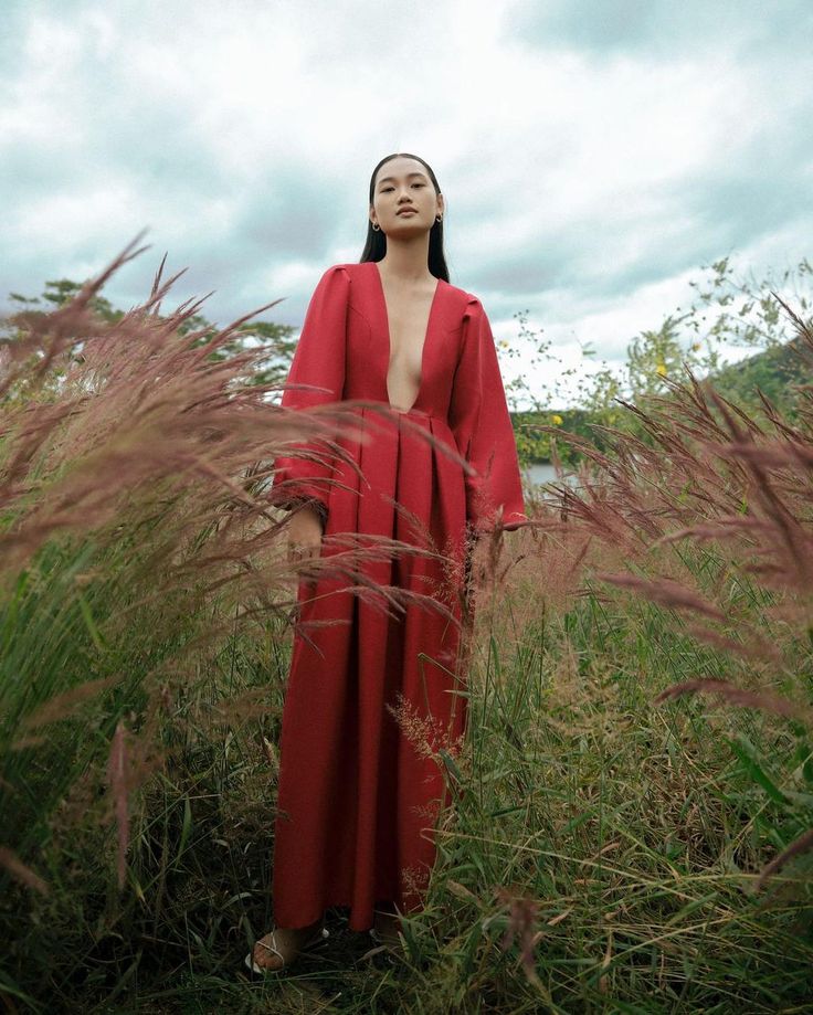 Slip into silk. VAST dresses you up in this red pleated design. The floor is yours. Wrap Dress Winter, Holiday Party Dress Work, Neck Cut Out Dress, Brocade Gown, Abigail Dress, V Dress, Deep V Dress, Deep V Neck Dress, Tunic Shirt Dress