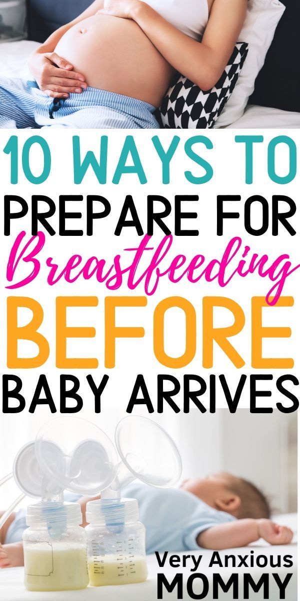 pregnant woman in bed with breastfeeding bottles and the words 10 ways to prepare for breastfeeding before baby arrives