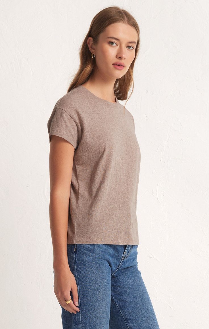 The Modern Slub Tee is a must-have in every closet! This casual wardrobe base-layer essential is great for layering and looks so good with your fave pair of jeans. Lounge Bra, Crewneck Design, Long Sleeve Cardigan, Long Cardigan, Base Layer, Dresses With Leggings, Jeans Slim, Casual Wardrobe, S Models