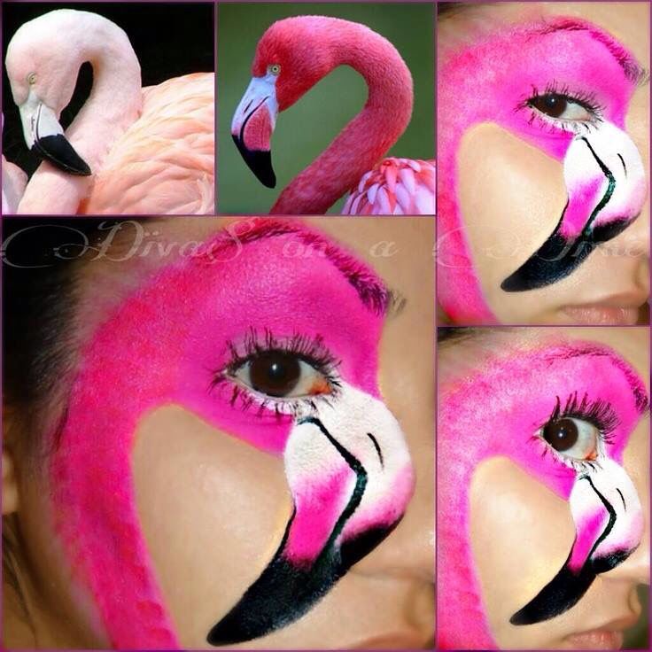 I love this one!!! Flamingo Face Paint, Carnaval Kids, Animal Face Paintings, Flamingo Costume, Face Painting Easy, Face Paint Makeup, Kids Face Paint, Face Painting Designs, Fantasy Makeup