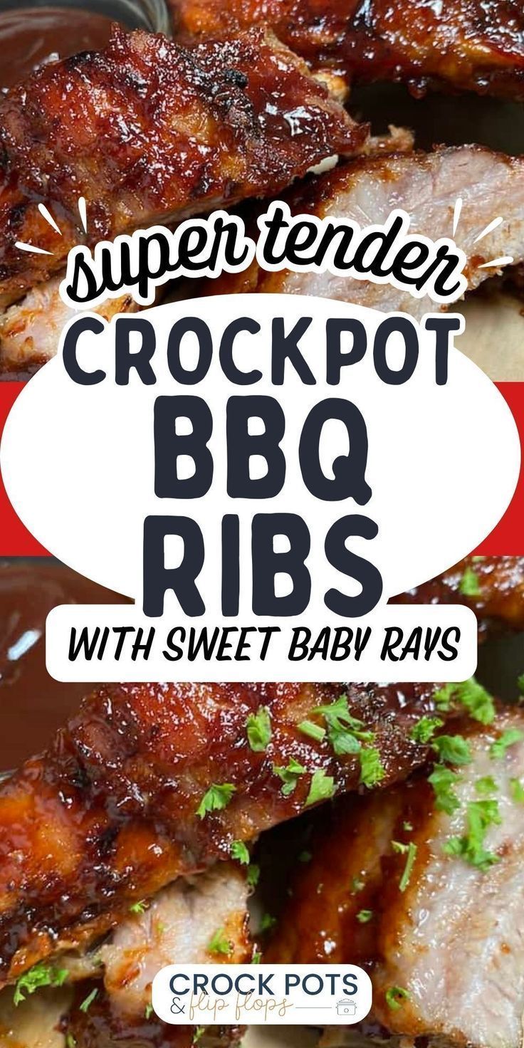 the crockpot bbq ribs with sweet baby rays are ready to be eaten