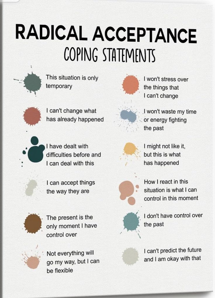 Coping Statements, Dbt Skills, Radical Acceptance, Healing Journaling, Therapist Office, Mental Health Facts, Mental Health Therapy, Writing Therapy, Counseling Resources