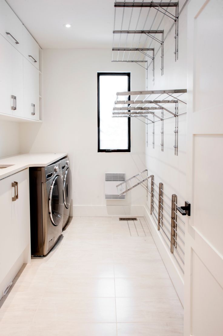 the laundry room is clean and ready to be used by someone in their home or business