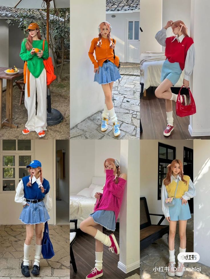 Vibrant Outfits Street Styles, Neon Aesthetic Outfit, Neon Outfits Aesthetic, Colorful Work Outfits Women, Korean Fashion Colorful, Cute Colorful Outfits, Peony Aesthetic, Bright Outfit, Bright Colored Outfits