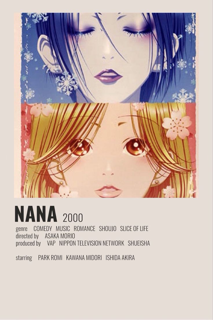 an anime poster with two women and one man's face