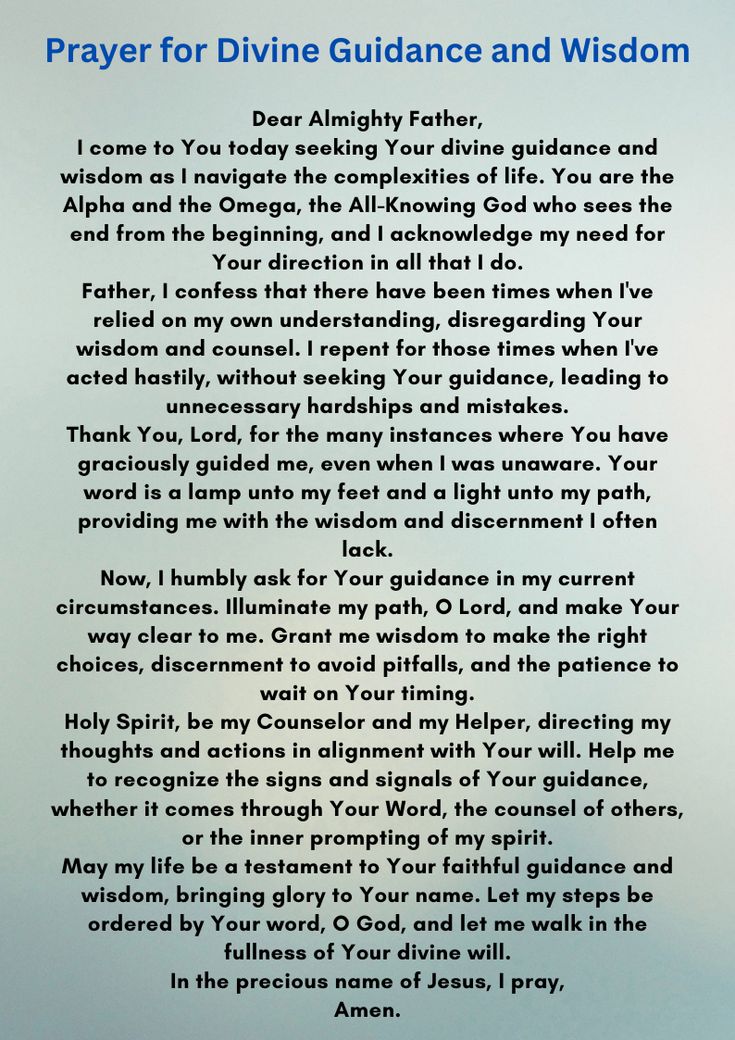 prayer for divine guidance and wisdom