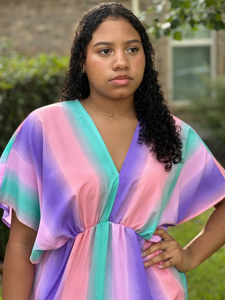 This item is available for local pick up from Magnolia, TX or select a shipping option and have it shipped directly to you. Spend over $99 and shipping is on me! Hit the pool or beach vacation wearing this bright and bold striped dress. It is so perfect for spring and summer! It features a lightweight breezy material and can be worn as a dress or cover up! Model is wearing a small. She is 5’8” tall. Flowy Vibrant Print Dress For Beach Cover-up, Flowy Multicolor Poolside Cover-up, Multicolor Free Size Dress For Beach Cover-up, Multicolor Free Size Summer Cover-up, Spring Multicolor Cotton Cover-up, Vacation Wear, Pool Time, Striped Cardigan, Xl Dress