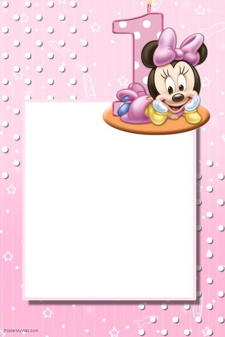 a minnie mouse birthday card with the number one on it