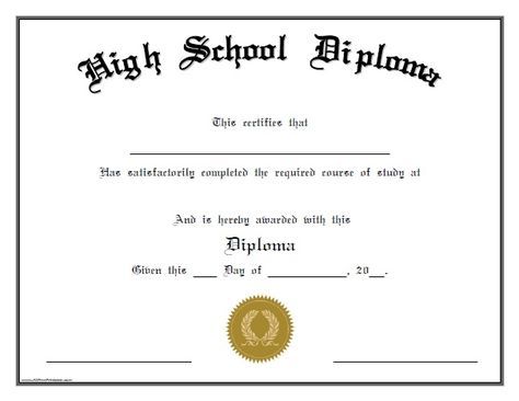 a certificate for high school diploma