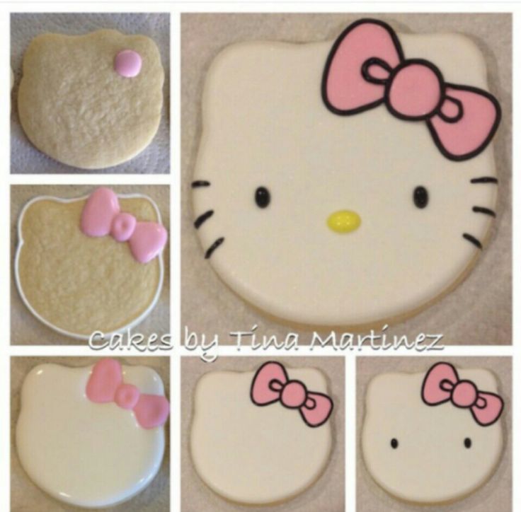 the cookies are decorated like hello kitty