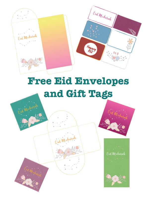 free eid envelopes and gift tags with the text, free eid envelopes and gift tags