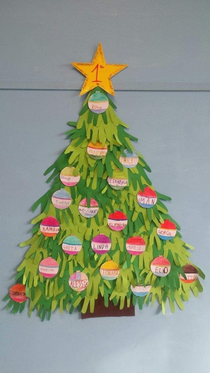 a christmas tree made out of cut outs