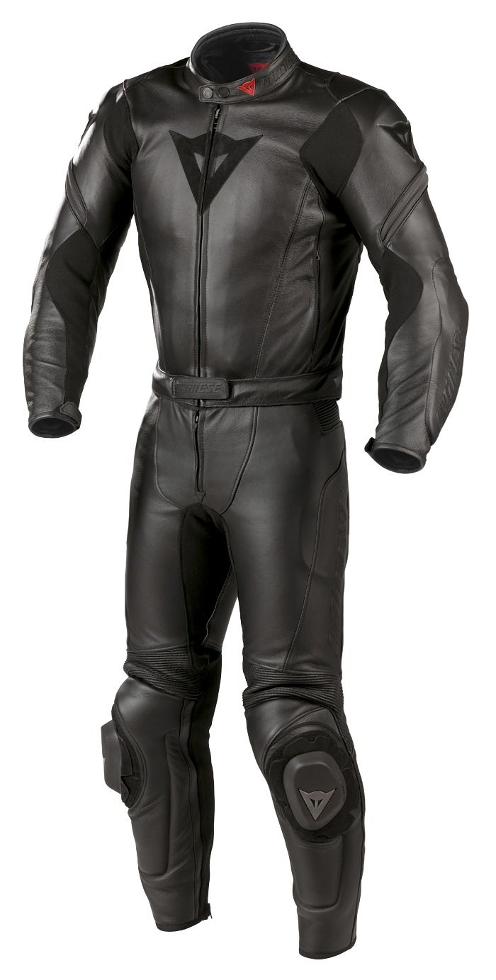 a black leather suit on a white background