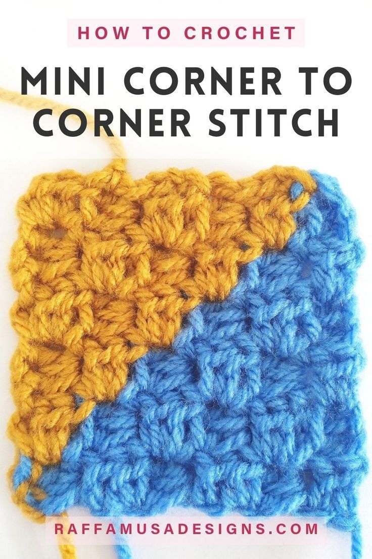 A mini corner to corner square made in two colors Different C2c Crochet Stitches, Mini C2c Crochet Pattern Free, Corner To Corner Crochet Stitches, C2c Half Double Crochet Pattern, Mini C2c Crochet Tutorial, Crochet Corner To Corner Pattern, C2c Crochet Pattern Free Charts Easy, C2c Stitches, C2c Rectangle